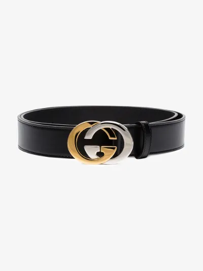 Black GG Leather Logo Belt